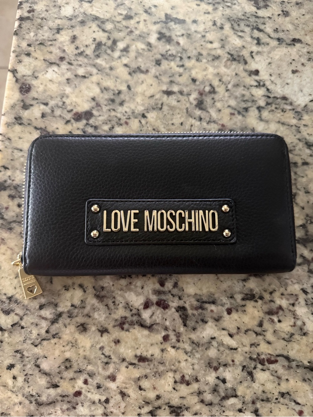 Love Moschino Black Wallet with Gold Logo Plaque